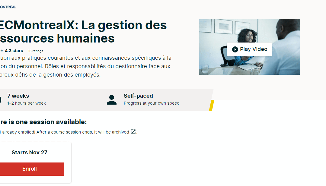 MOOC - La gestion des ressources humaines