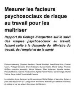 Rapport GOLLAC – Mesurer les facteurs psychosociaux de risque au travail pour les maîtriser