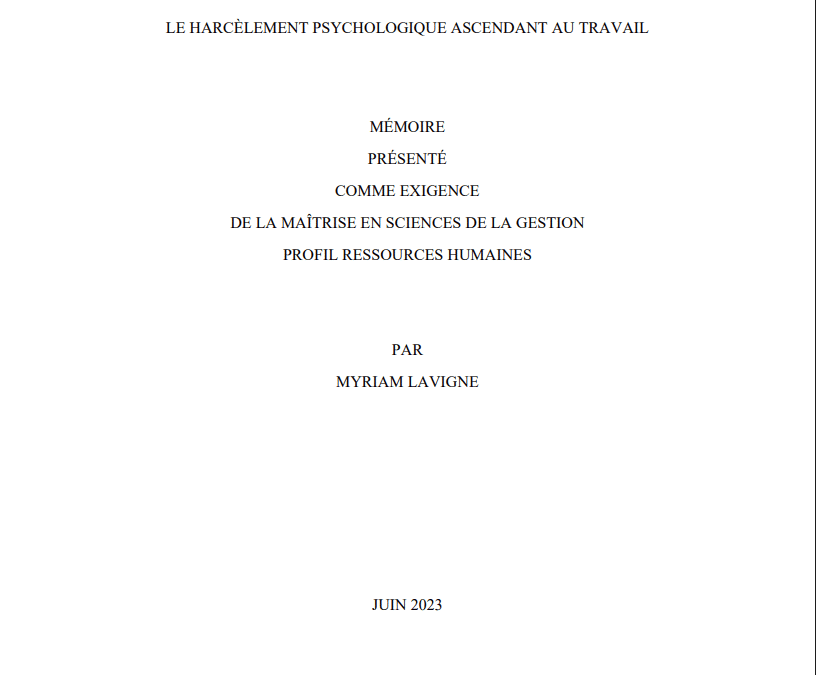 Le harcèlement moral ascendant au travail [THESE]