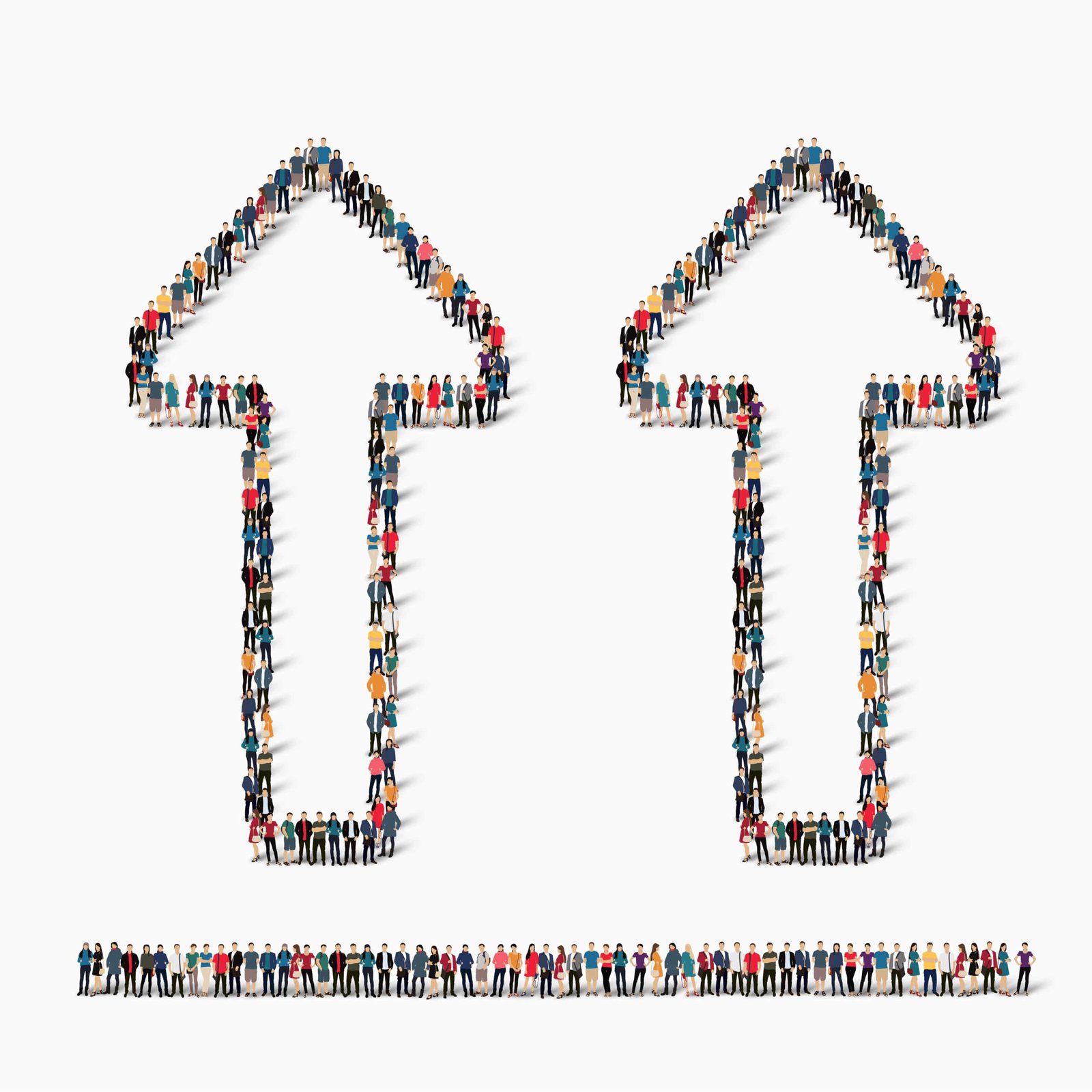 Flèches humains groupe